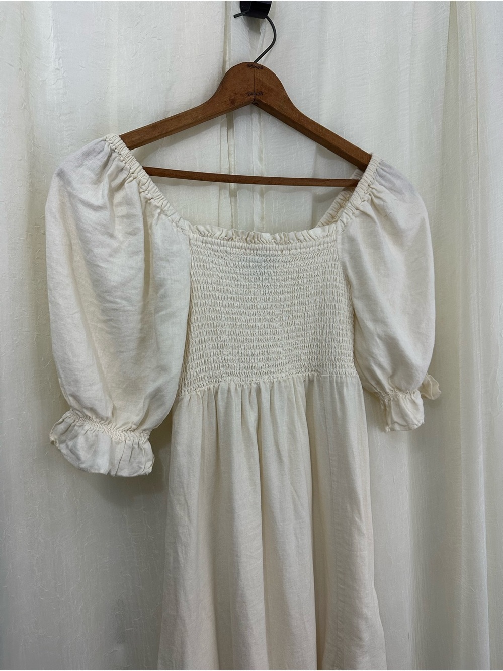 GAP Linen Blend Regency Ruffle Puff Sleeve Midi Dress XXS